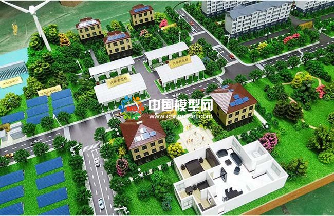 光伏電站應(yīng)用場(chǎng)景沙盤模型，太陽(yáng)能光伏屋頂發(fā)電沙盤模型